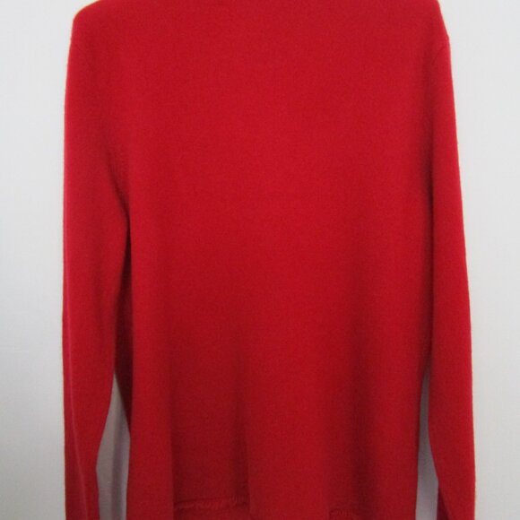 Fringe CASHMERE Pullover Sweater V Neck Red Peck Cuddly Knit Luxury - Picture 11 of 12